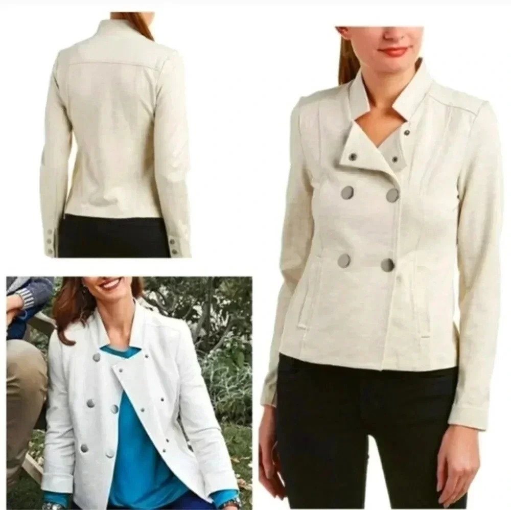 Cabi Charlie Heather Oatmeal Snap Button Jacket(S)